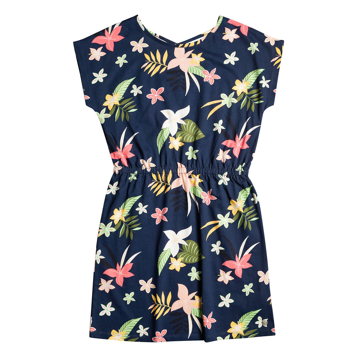 Image of Floral Cotton Dress with Short Sleeves