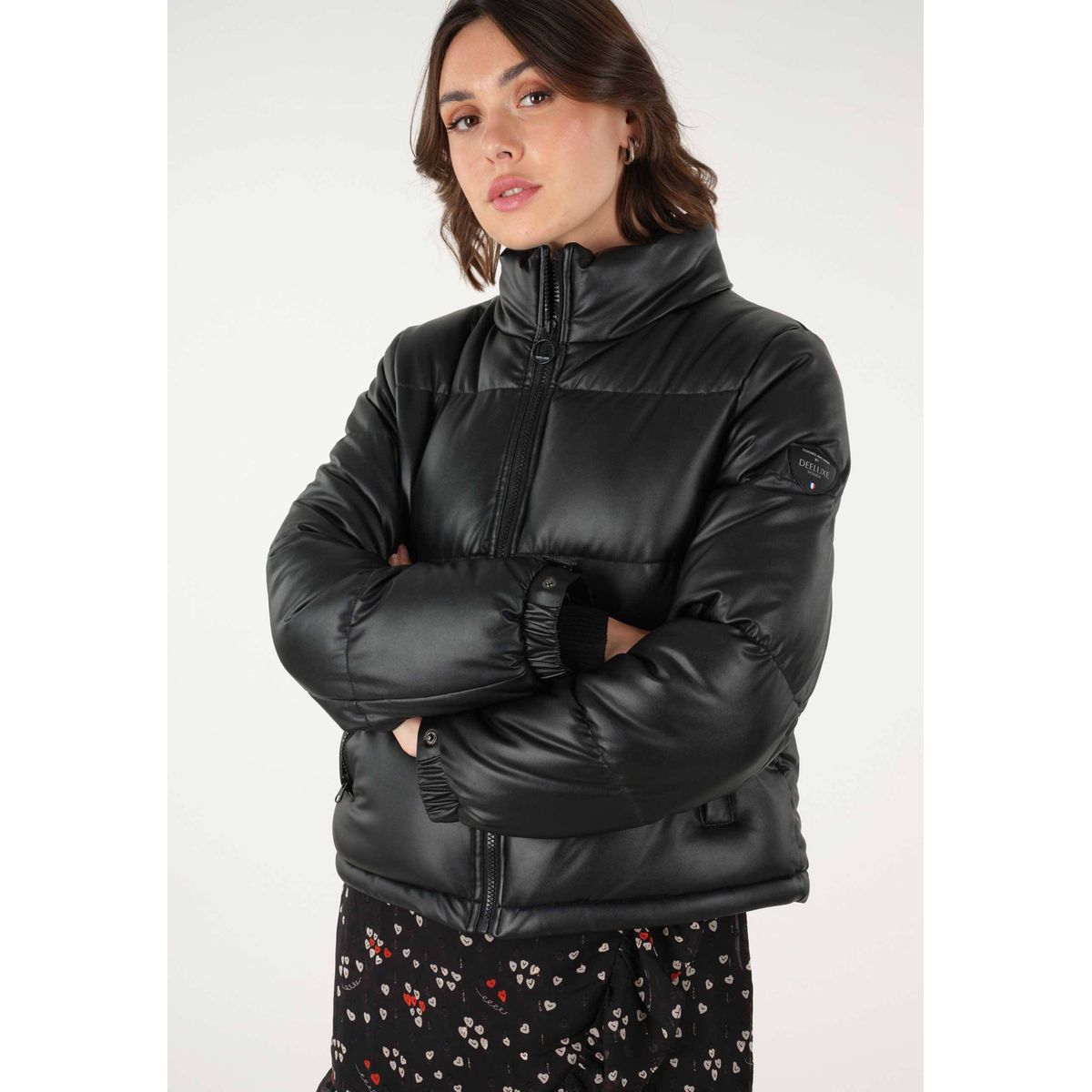 Doudoune noir simili cuir femme La Redoute