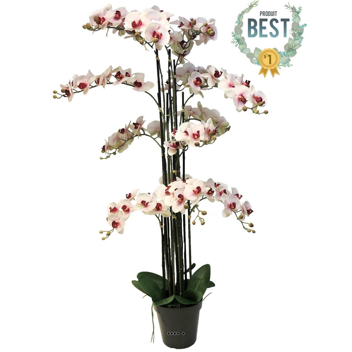 orchidee phalaenopsis factice top qualite & pot h140cm rose-pale-best - dimhaut: h 140 cm couleur: rose-creme