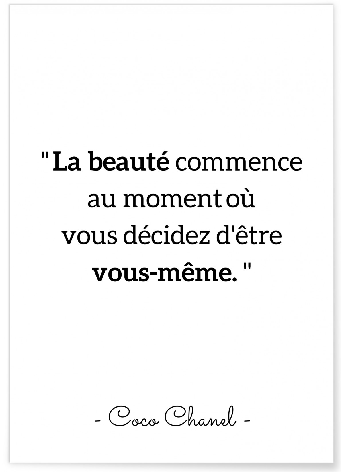 Affiche Citation Coco Chanel : 'La beauté commence…', L'AFFICHERIE