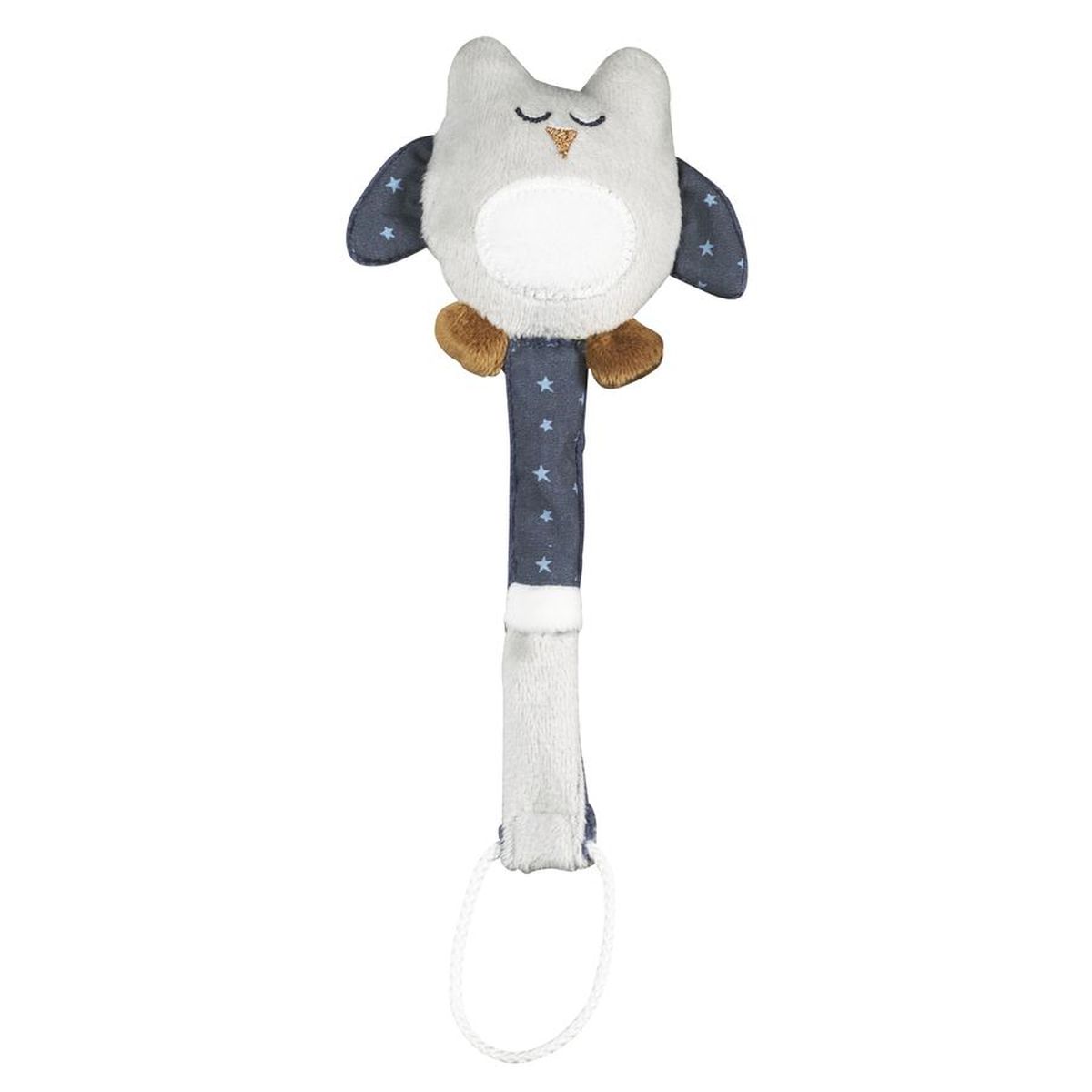Attache-tétine bébé en coton chouette, SAUTHON