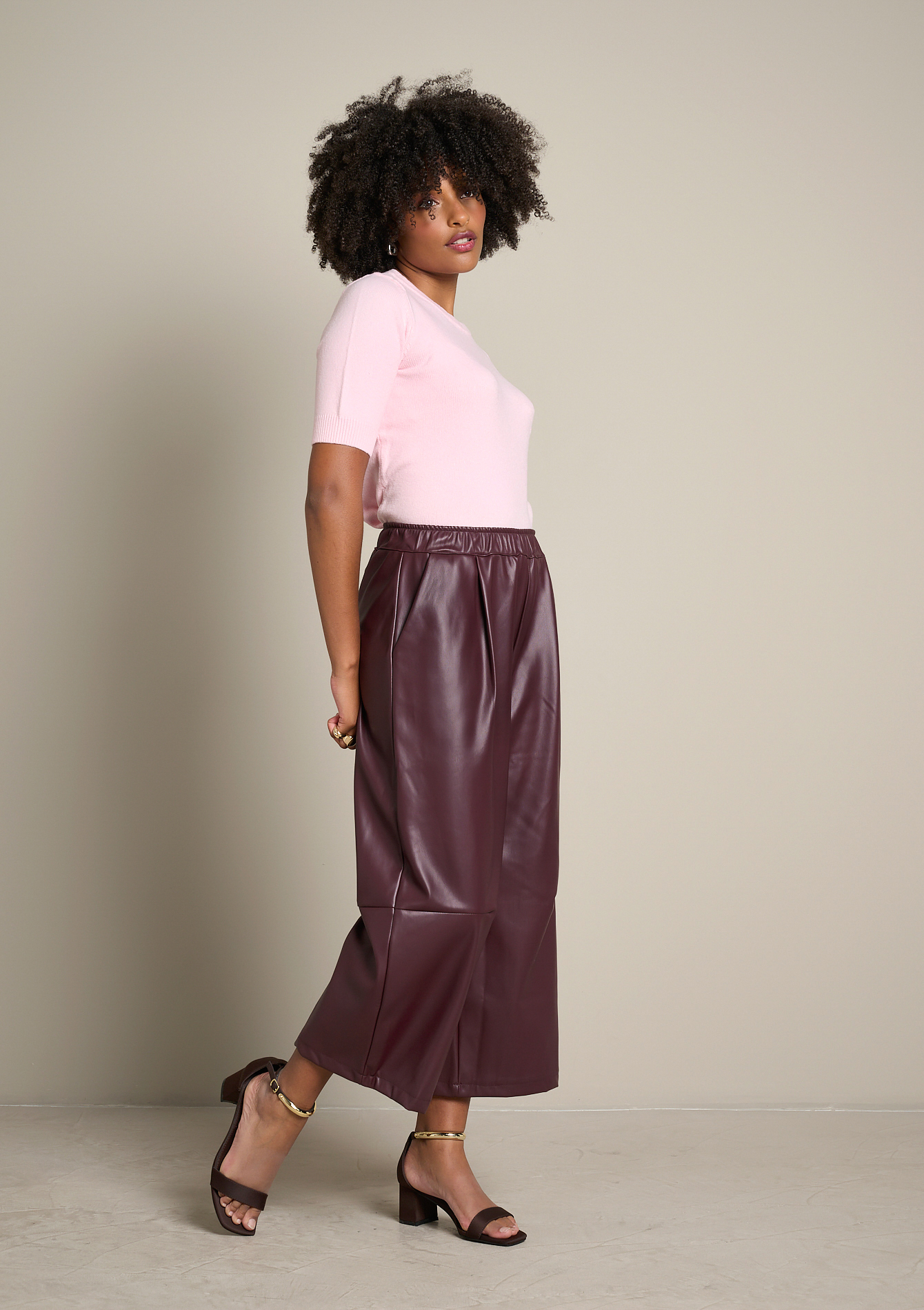 Pantalon large enduit, LOLALIZA
