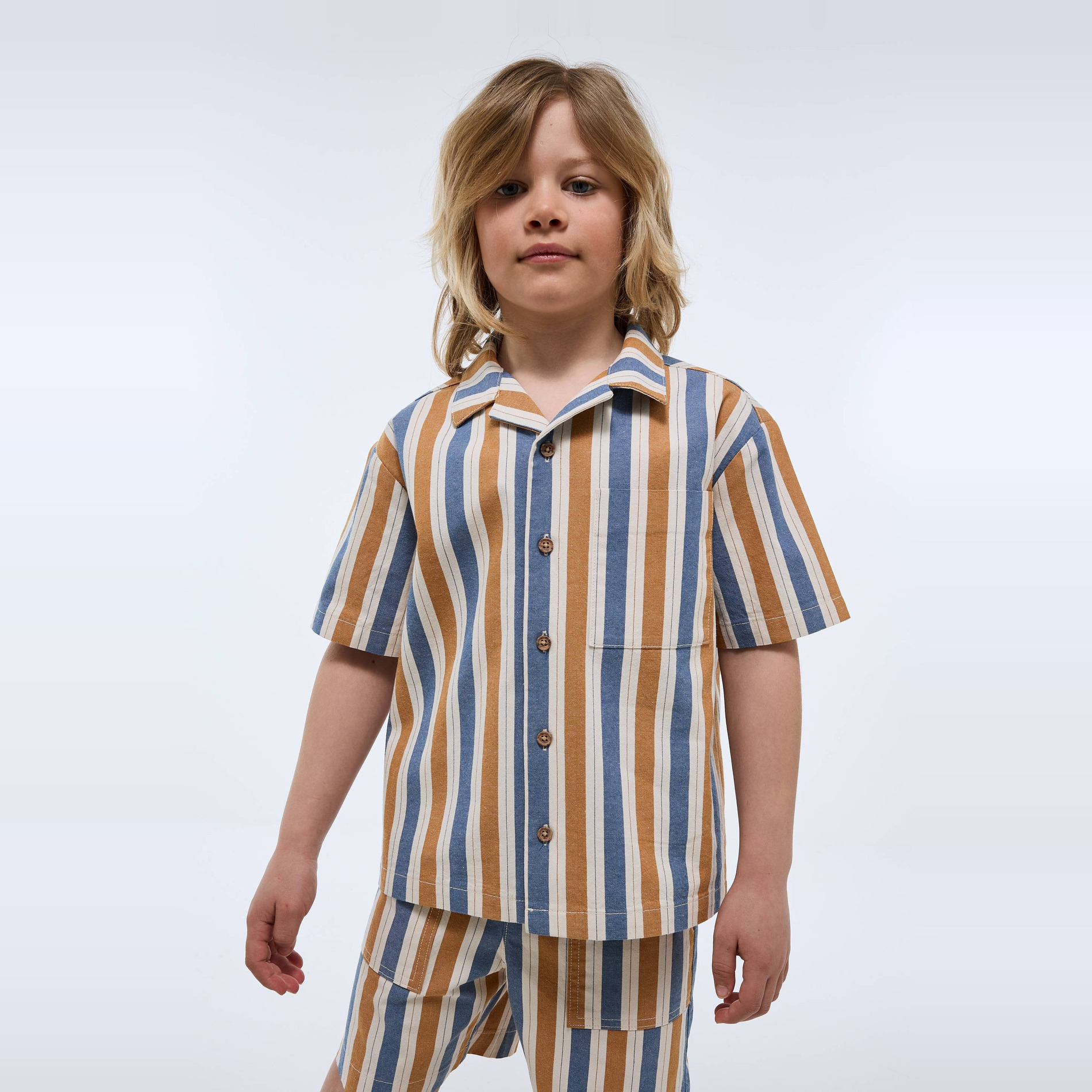 Chemise manches courtes rayée en coton BIO GOTS, MONOPRIX