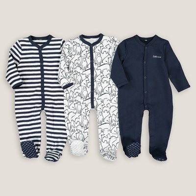 Pack of 3 Sleepsuits in Cotton, Prem-2 Years LA REDOUTE COLLECTIONS