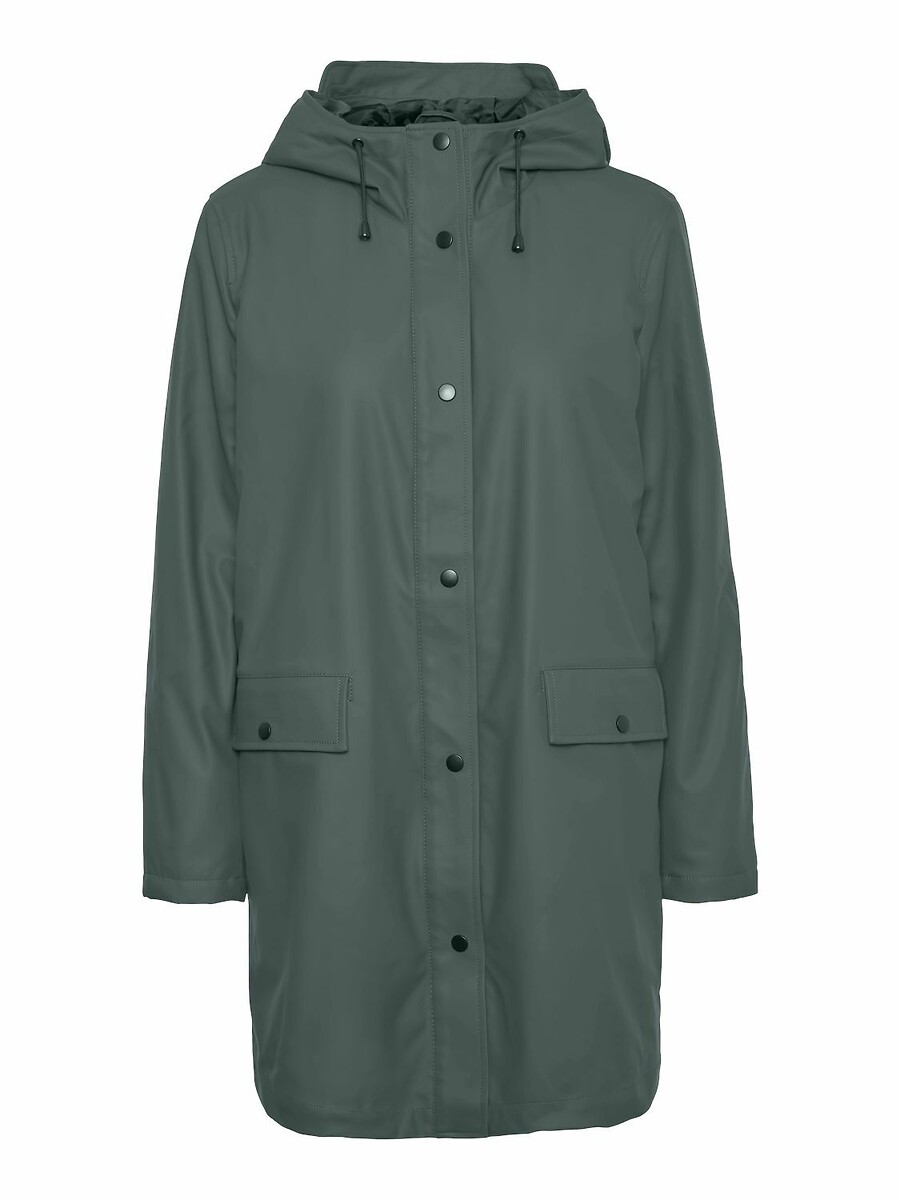 Halflange regenjas met kap