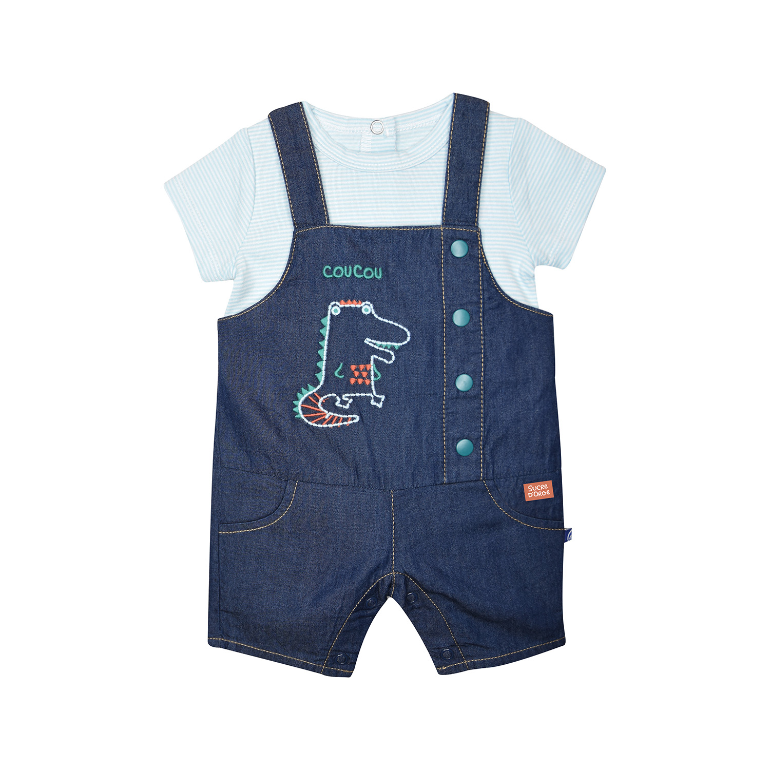 Ensemble tee shirt salopette guido jean court naissance, SUCRE D'ORGE