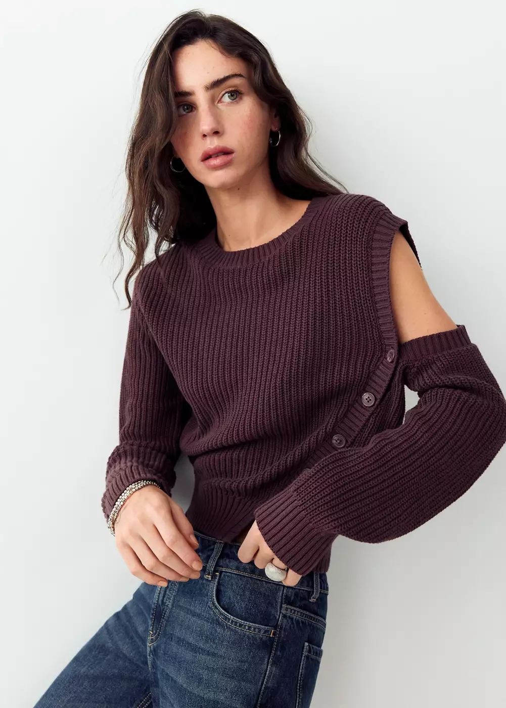 Pull en maille à découpe, MANGO TEEN