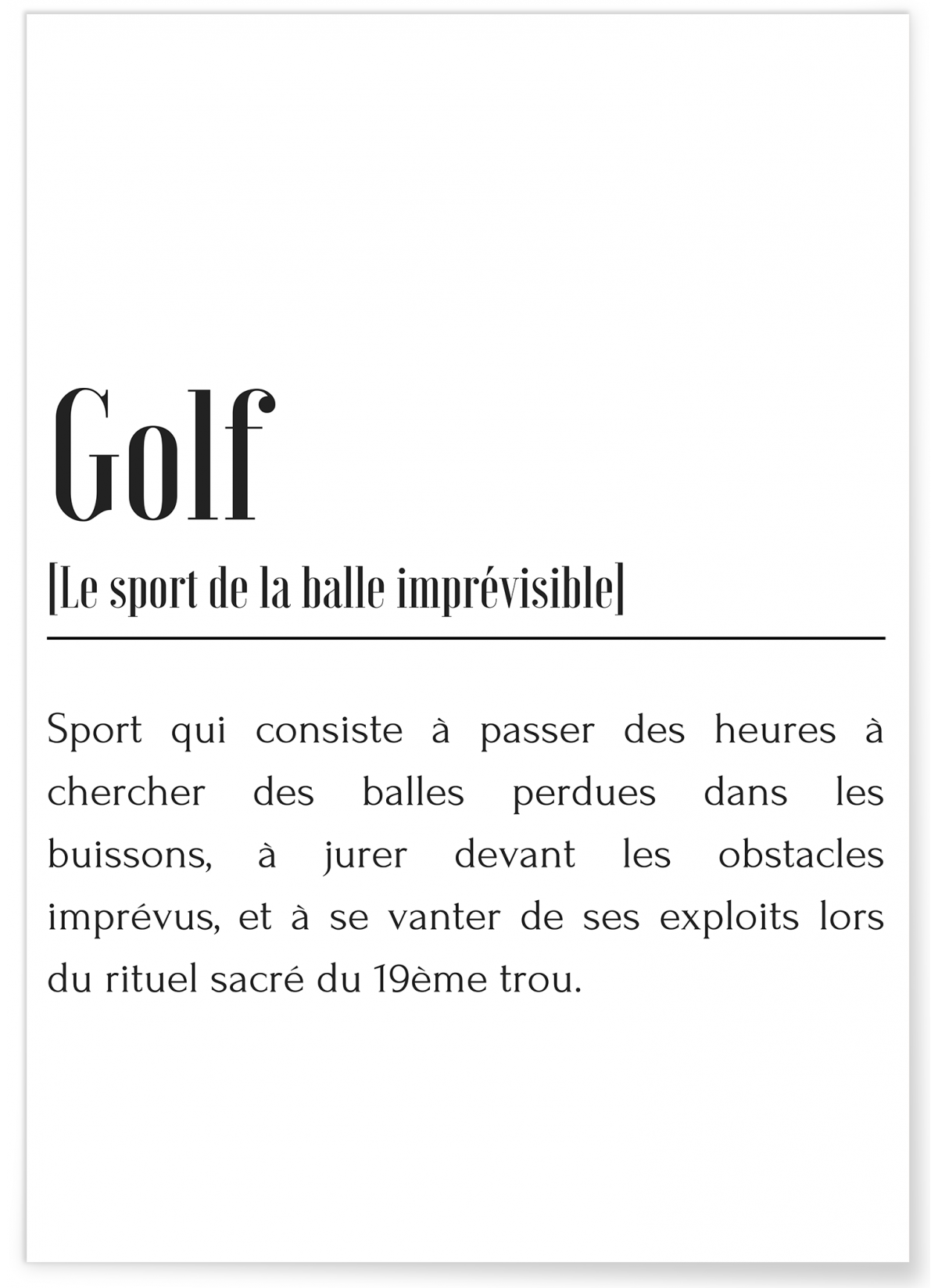 Affiche Définition Golf, L'AFFICHERIE