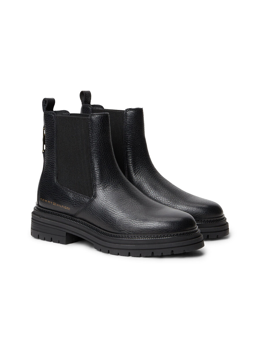 Boots chelsea en cuir grainé, TOMMY HILFIGER