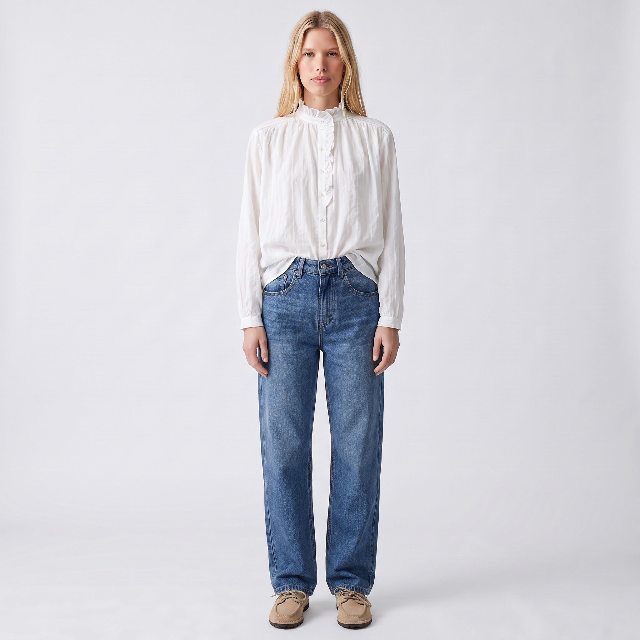 Chemise femme col officier froncé manches longues SALINA, ARTLOVE