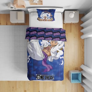 Parure De Lit One Piece Luffy Gear Blue – 2 Pièces (Housse 140x200 Cm + Taie 63x63 Cm), Microfibre, Oeko-TEX
