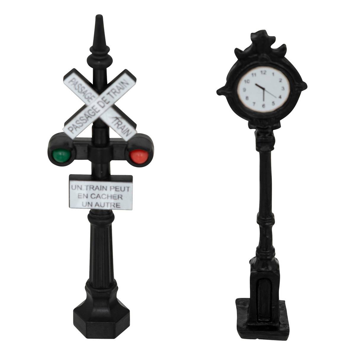 Lot de 2 accessoire village signalisation H9 cm, ATMOSPHERA