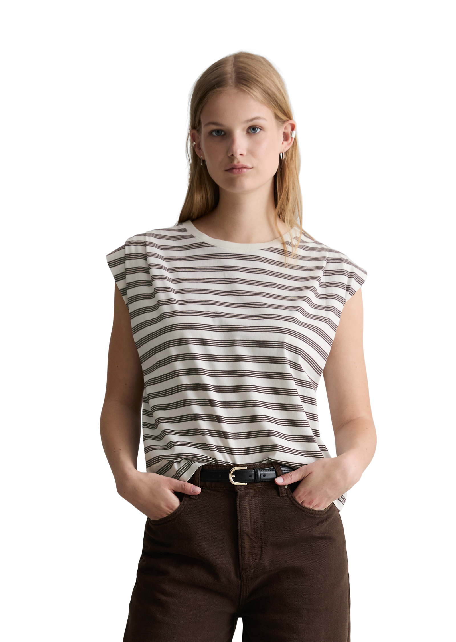 T-shirt rayé relaxed en pur coton organique, MARC O’POLO DENIM