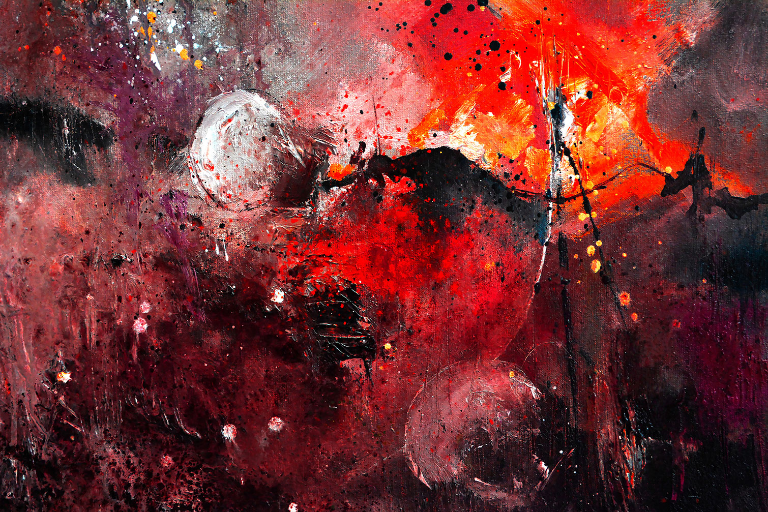 Tableau abstrait rouge galaxie, HEXOA