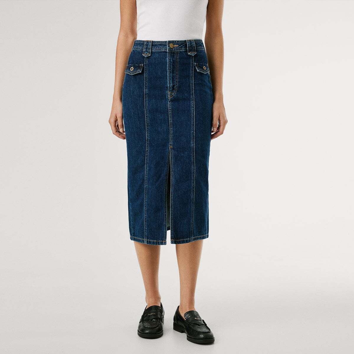 Jupe Midi Coupe Slim En Denim, PEPE JEANS