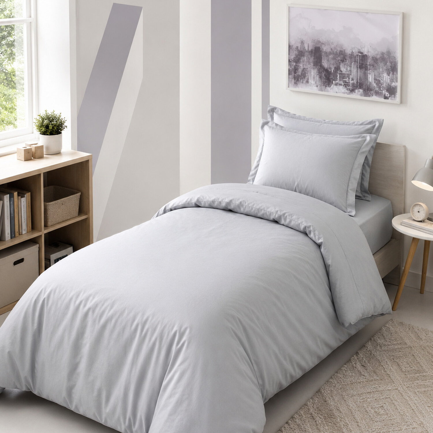 Parure housse de couette satin de coton unie, Elegant, C DESIGN HOME TEXTILE