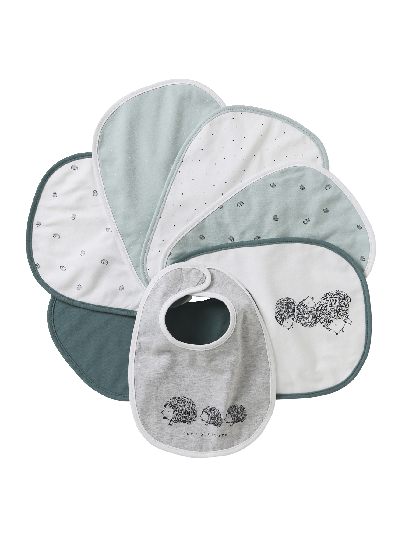 Lot de 7 bavoirs naissance en coton bio* vertbaudet, VERTBAUDET