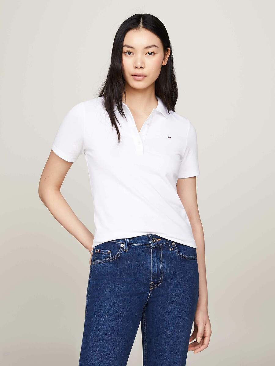 Cotton Polo Shirt with Short Sleeves, TOMMY HILFIGER