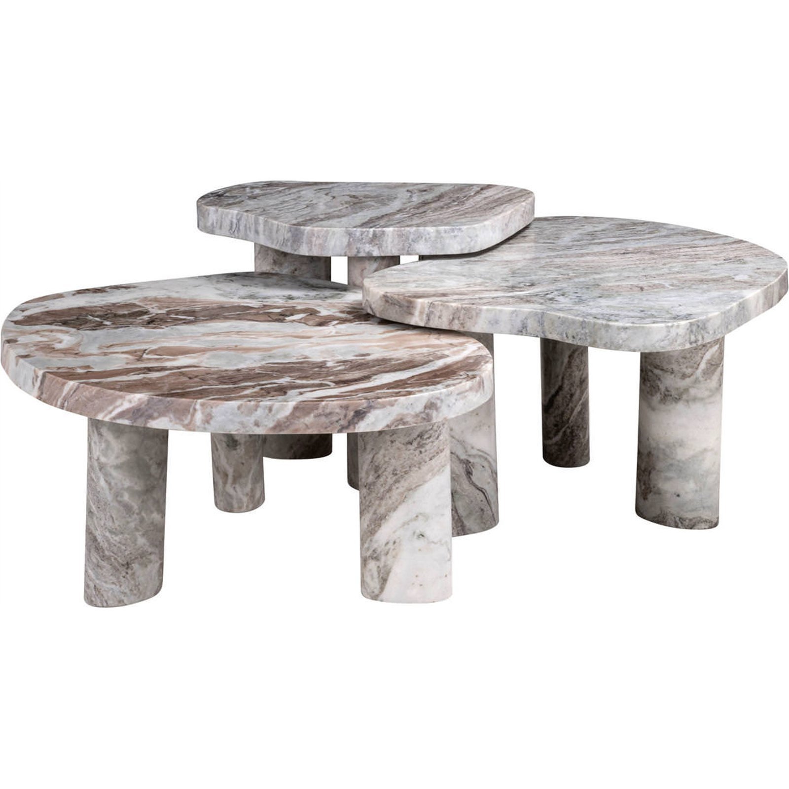 Table basse gigogne en marbre, Set de 3, RECOLLECTION