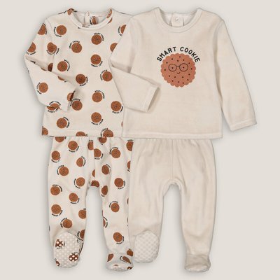 Pack of 2 Pyjamas in Velour with Cookie Print LA REDOUTE COLLECTIONS