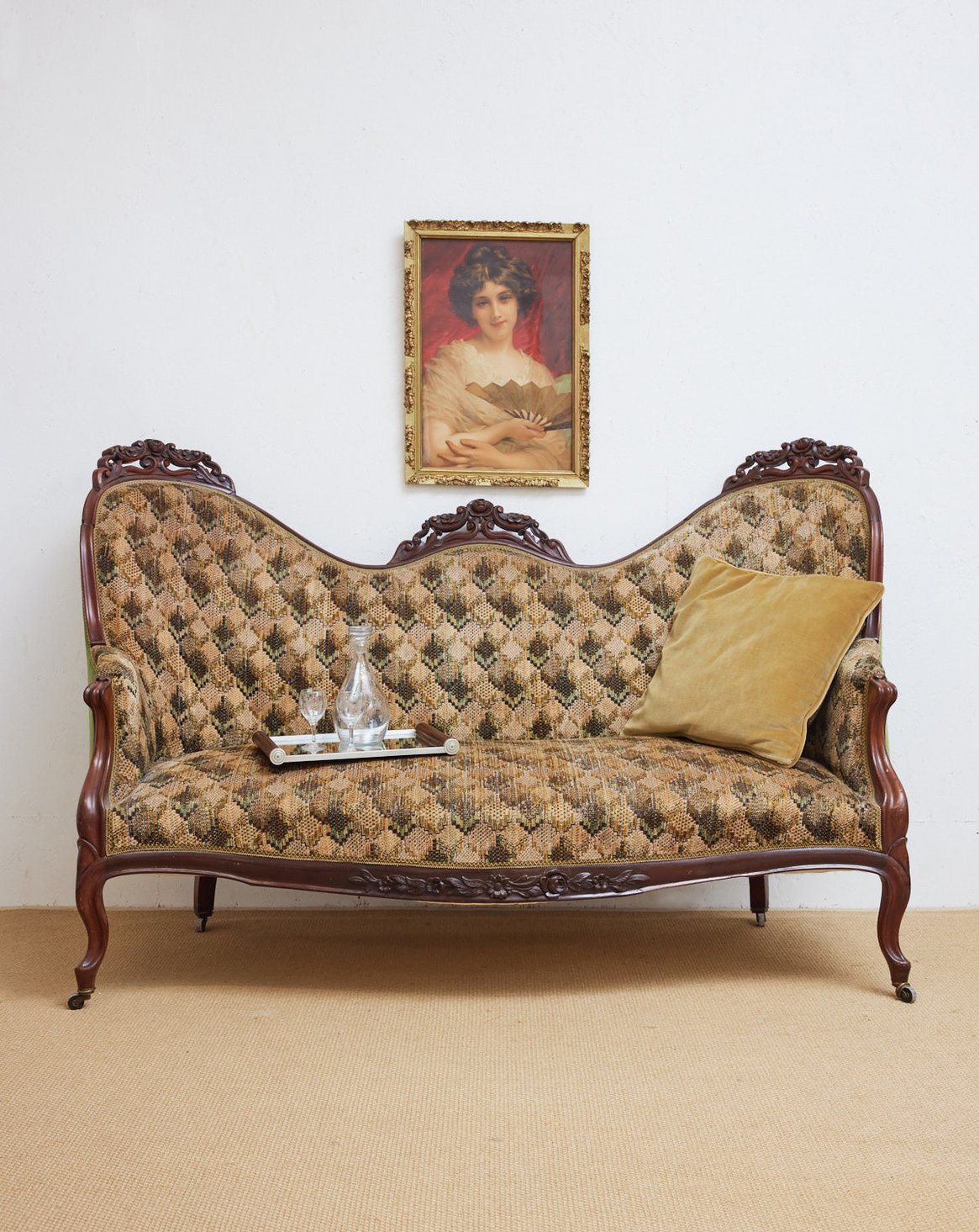 Banquette double en tissu Martine N°63 - Bon état, DEBONGOUT