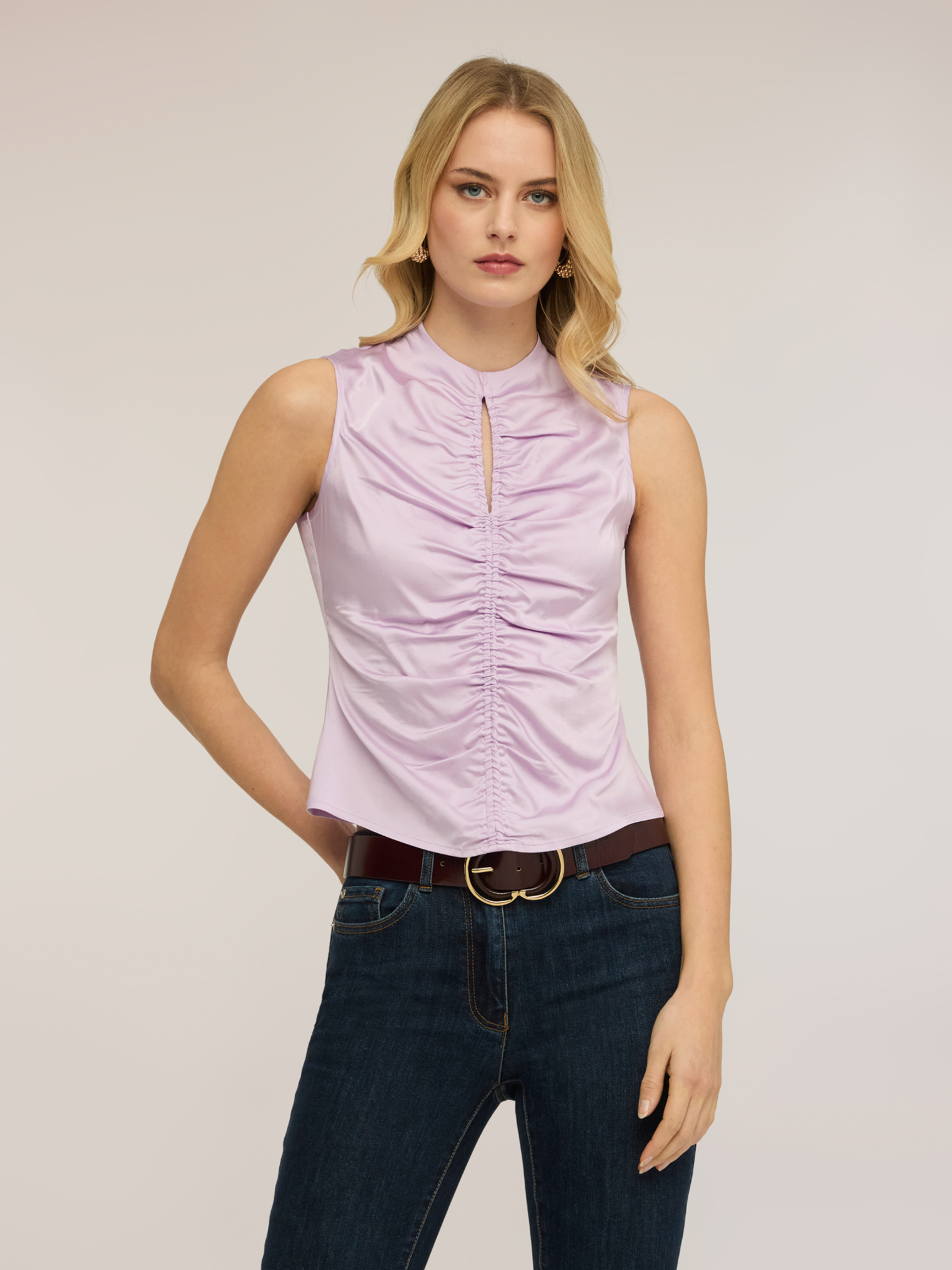 Blouse en satin avec fronces, MOTIVI