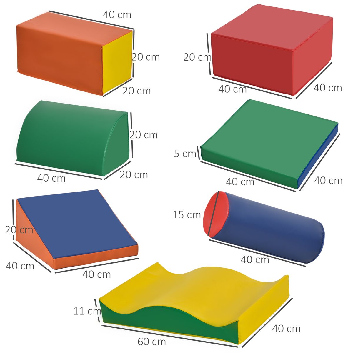 5 blocs en mousse de motricité avec densité différentes Sumo Didactic