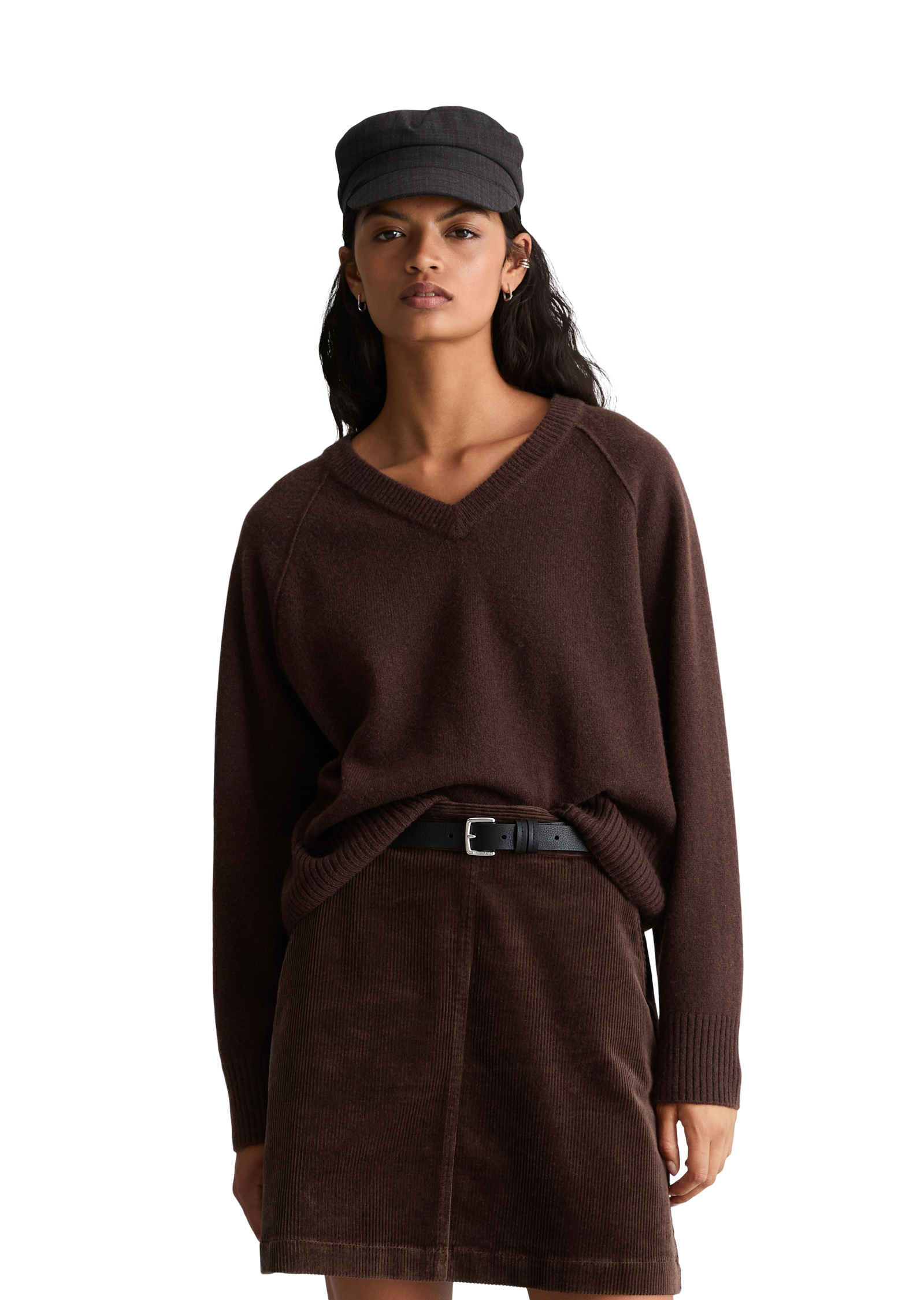 Pull à col en V en laine mérinos, coupe classique au toucher doux, MARC O’POLO DENIM