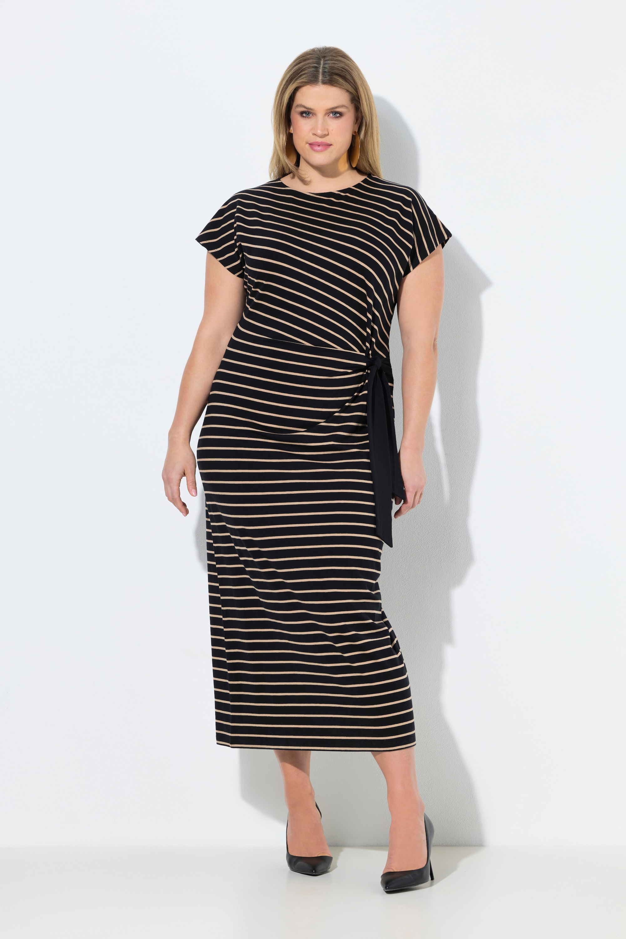 Robe longue, rayures, coupe slim, col rond, ULLA POPKEN