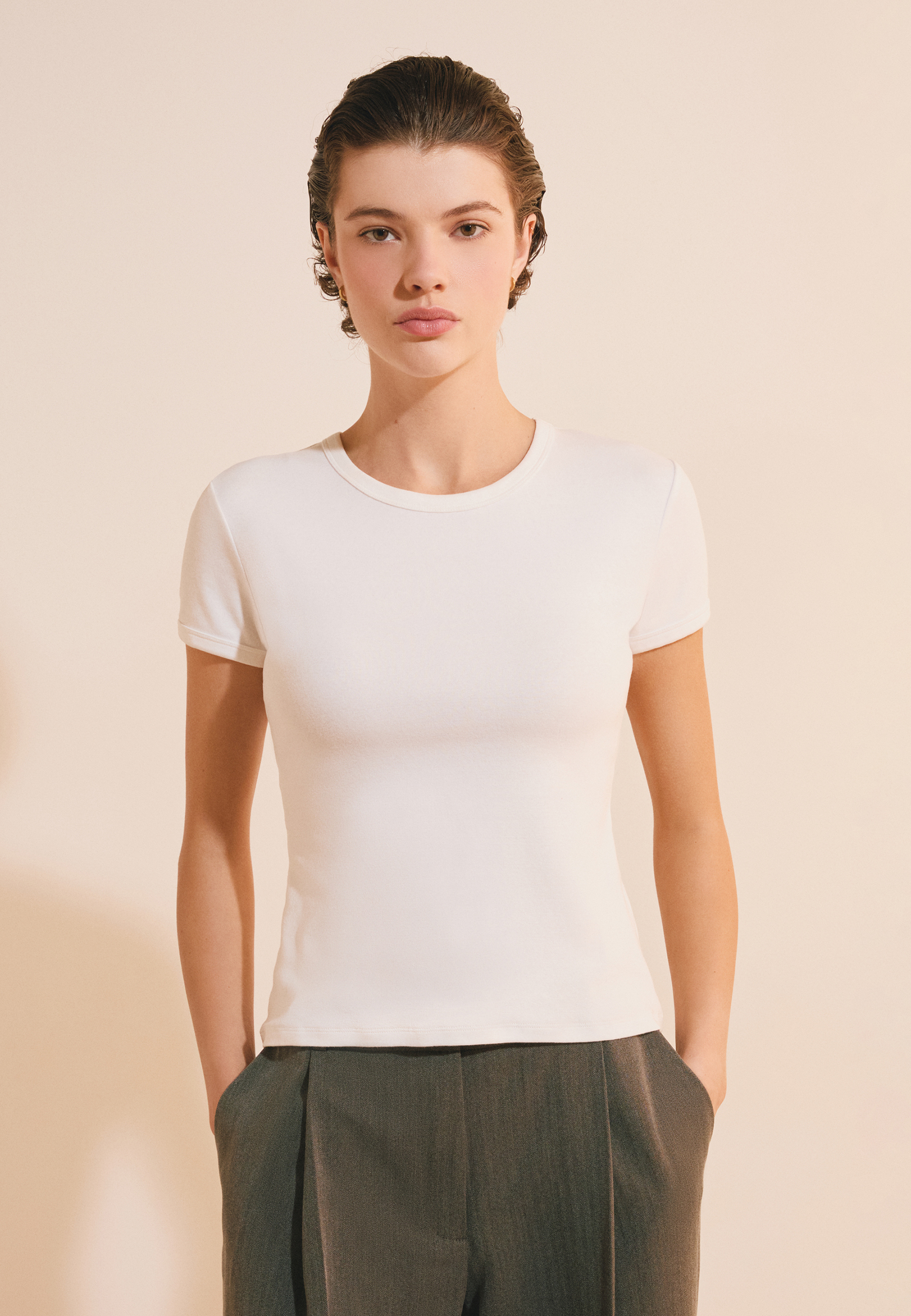 T-shirt manches courtes avec coton modal TANDEM, ETAM