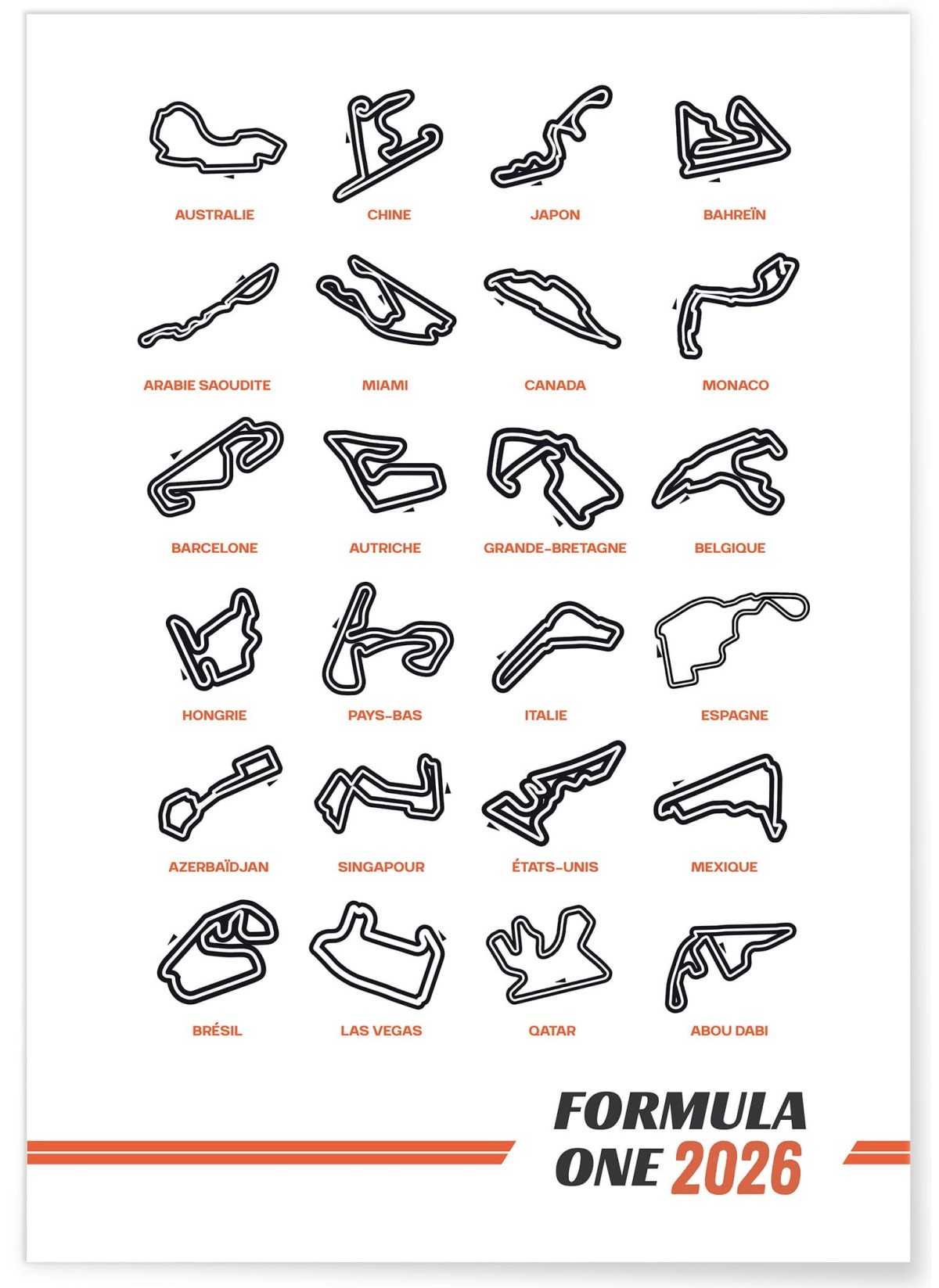 Affiche Circuits Formule 1 2026, L'AFFICHERIE