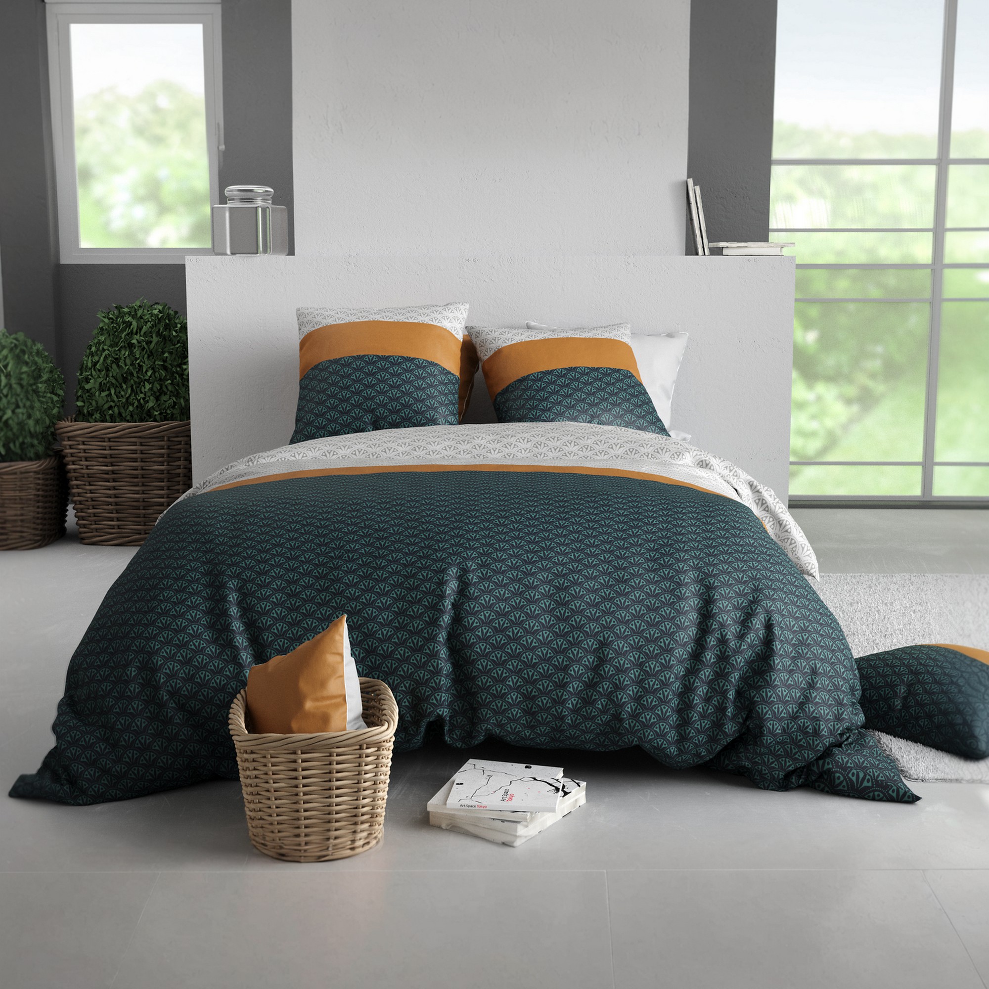 Parure de lit - Housse de couette + taie 100% Coton 57 fils, EDEN