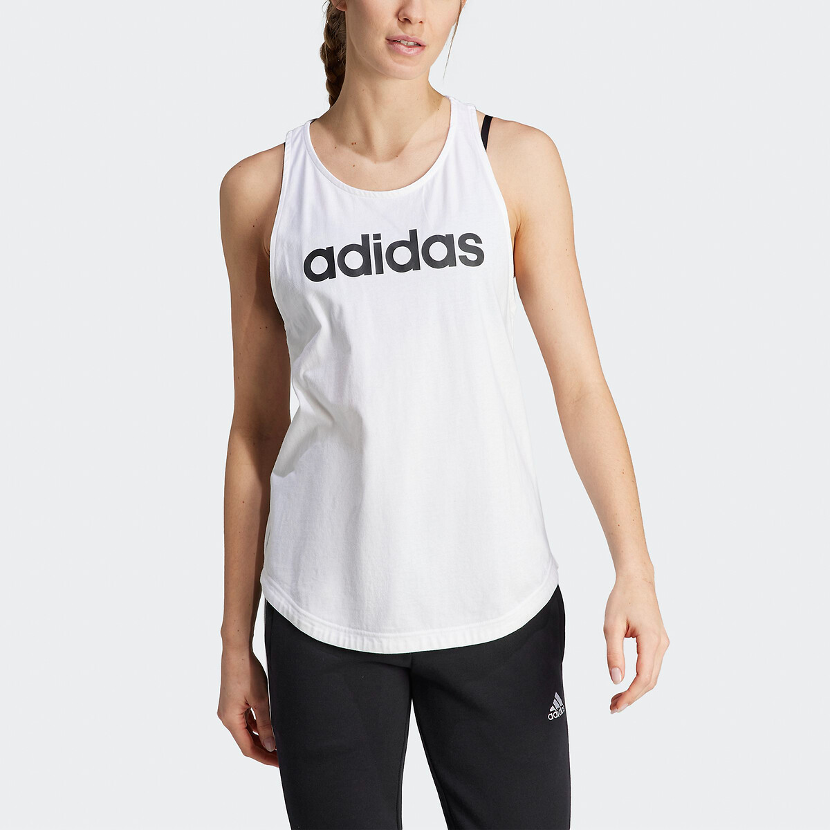 Camiseta sin mangas loungewear essentials logo blanco Adidas La Redoute