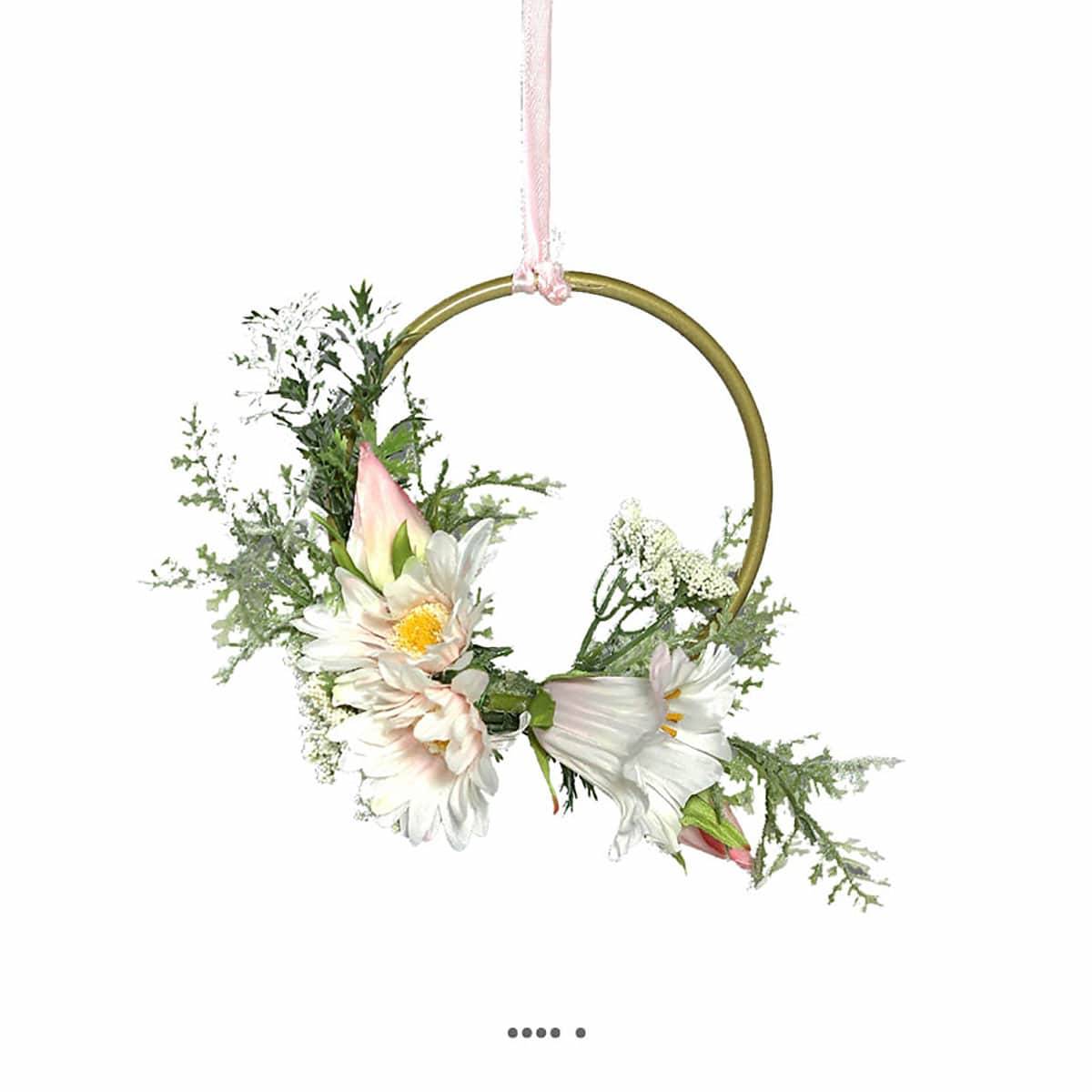 Jolie suspension de fleurs artificielles anneau déco à suspendre, ARTIFICIELLES