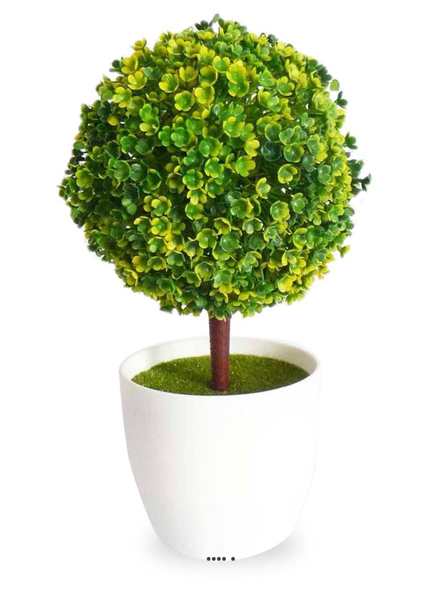Mini plante topiaire Vert jaune déco H25cm e, ARTIFICIELLES