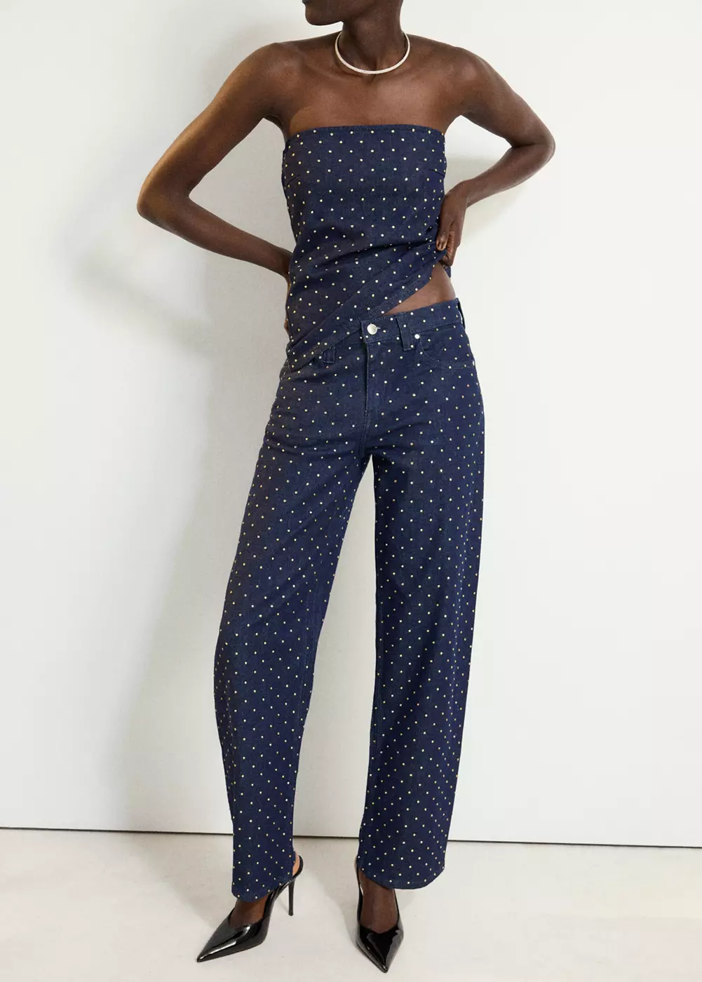 Jean droit strass, MANGO
