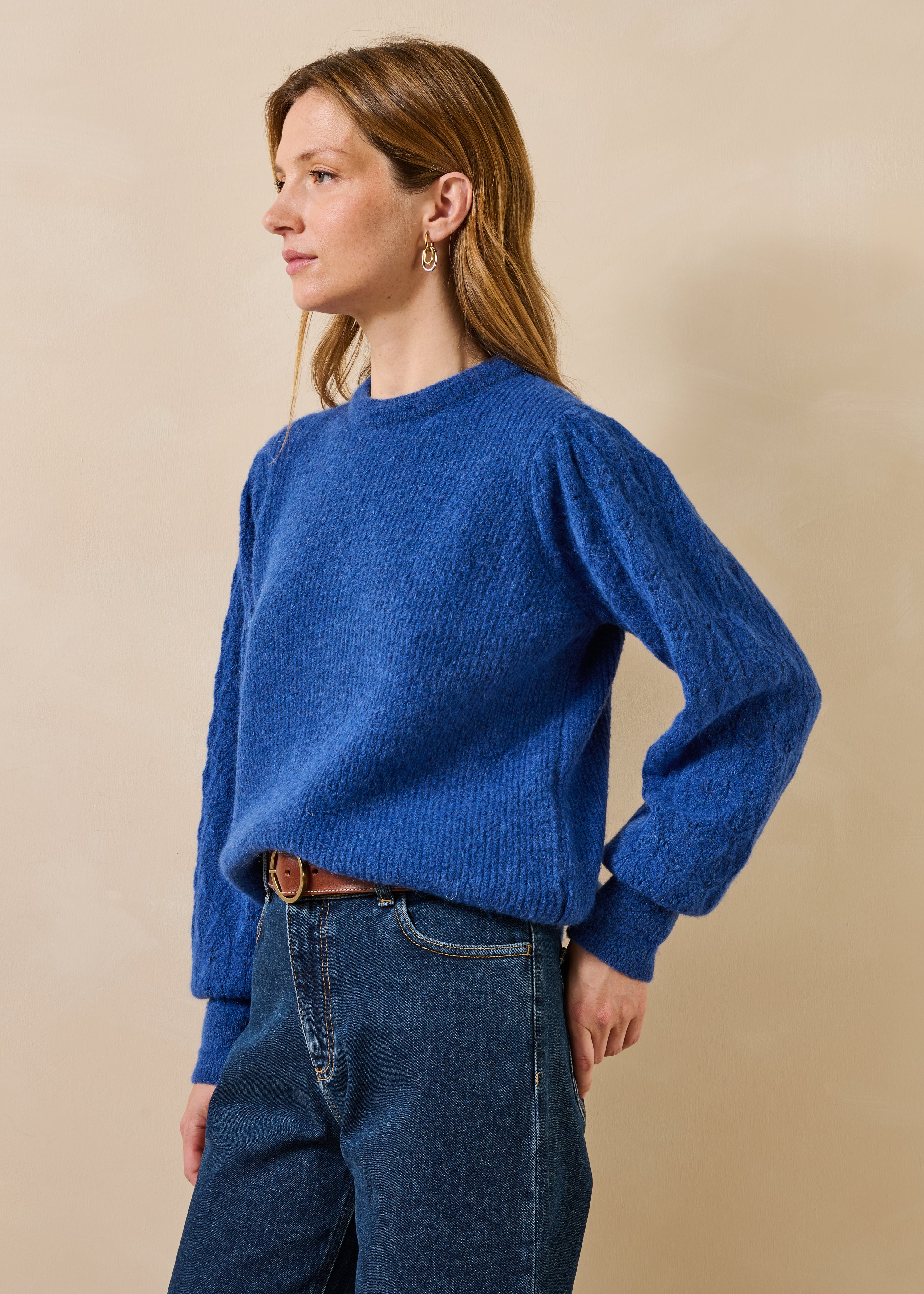 Pull manches longues en maille col rond, LA FEE MARABOUTEE