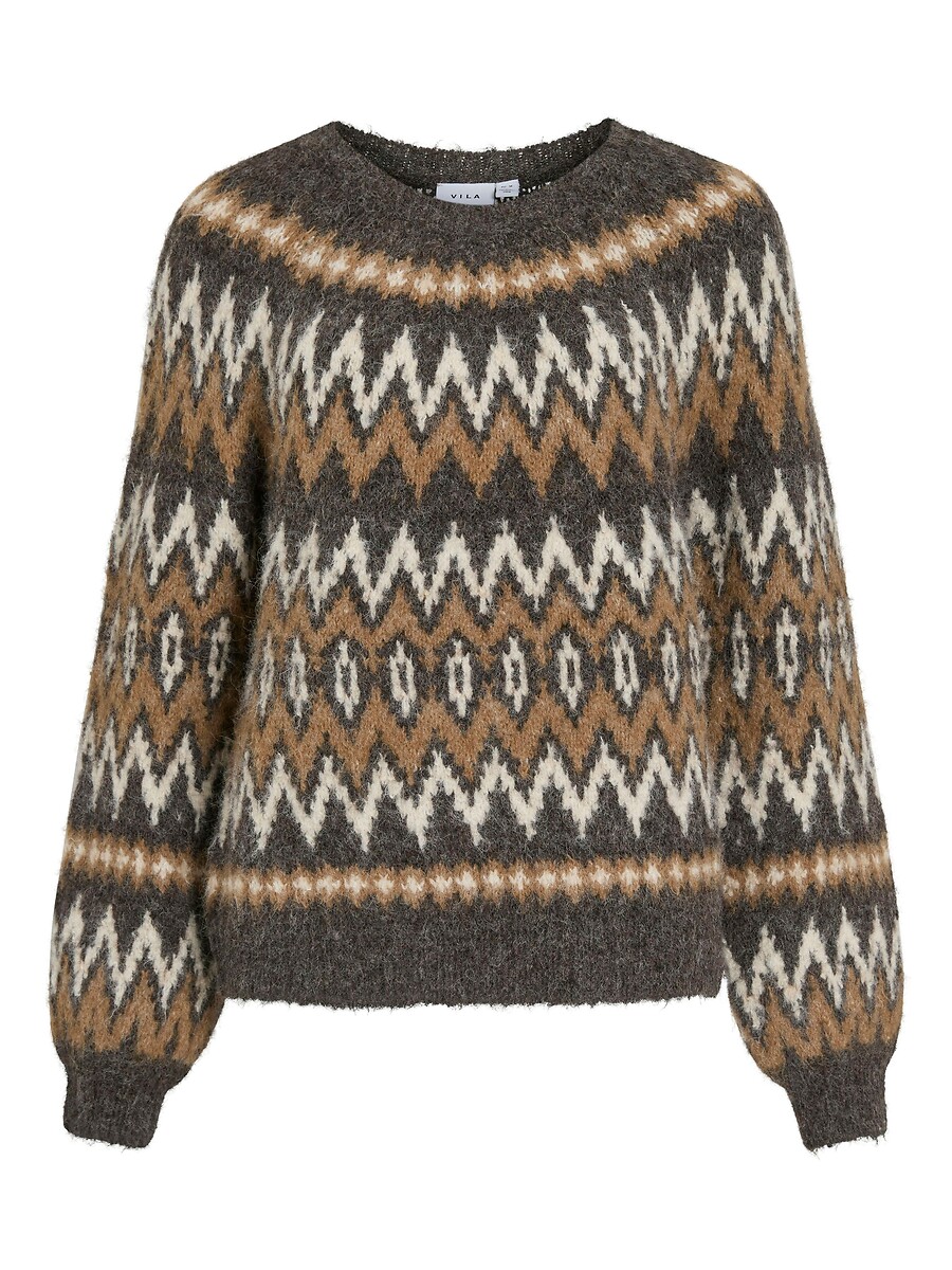 Pull manches longues imprimé jacquard, VILA