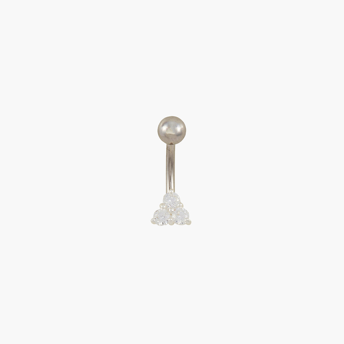 Piercing stud nombril argenté en argent garanti et zirconium, BALABOOSTE