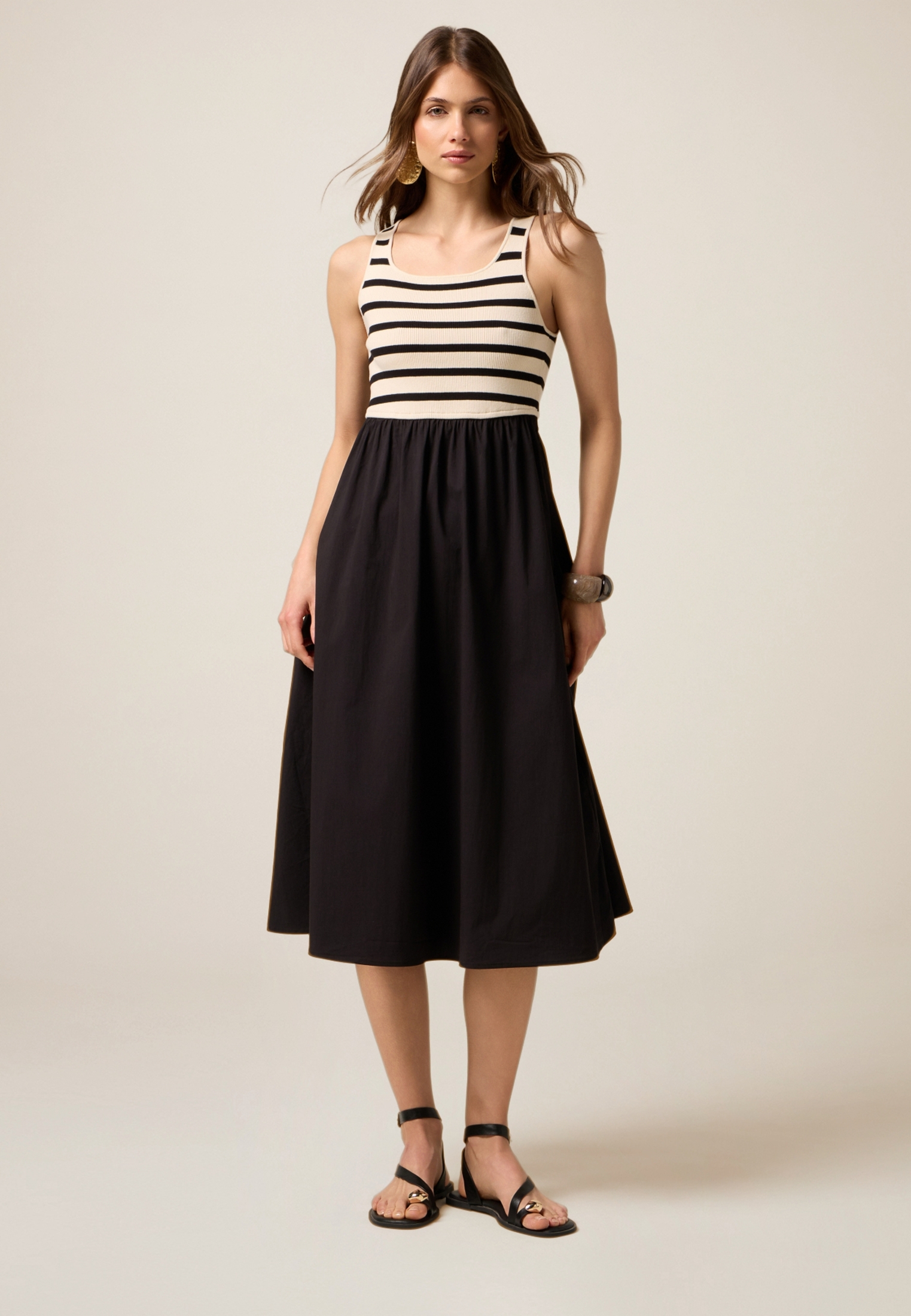 Robe longue avec partie rayée, OLTRE