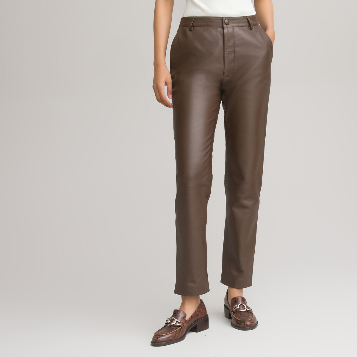 Mode Pantalons Pantalons en cuir Steven-K Pantalon en cuir brun style d\u00e9contract\u00e9 