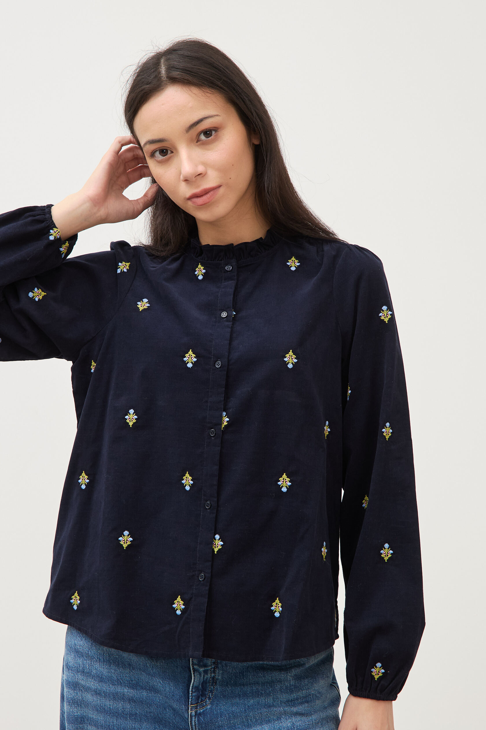 Chemise en coton avec broderie, BONOBO