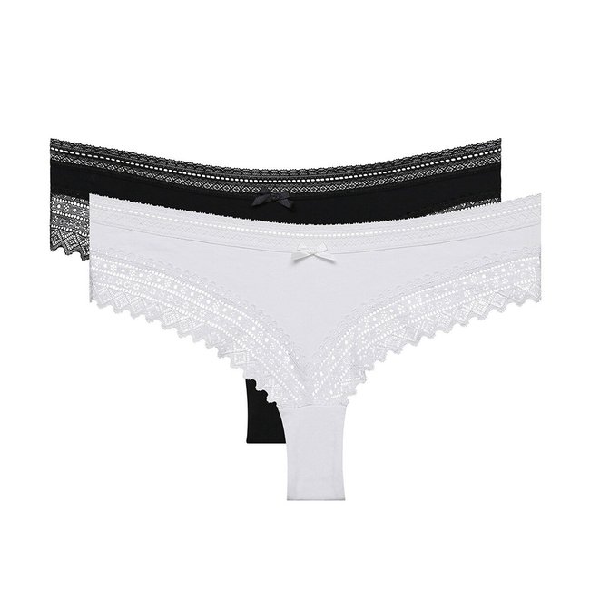 Pack of 2 Sexy Fashion Shorts in Cotton Mix, black + white, DIM