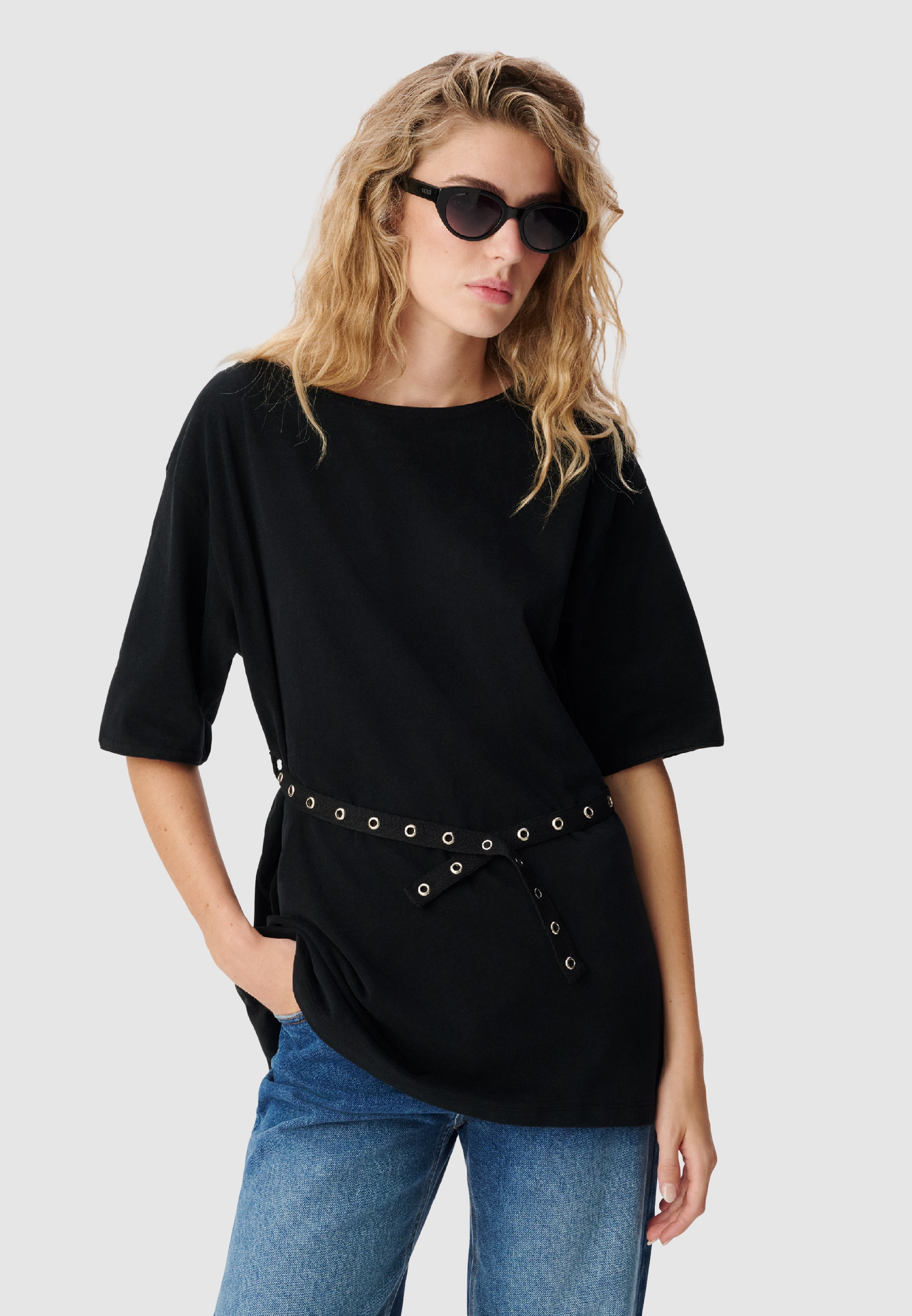 Tee-shirt mi-long avec ceinture amovible, IKKS