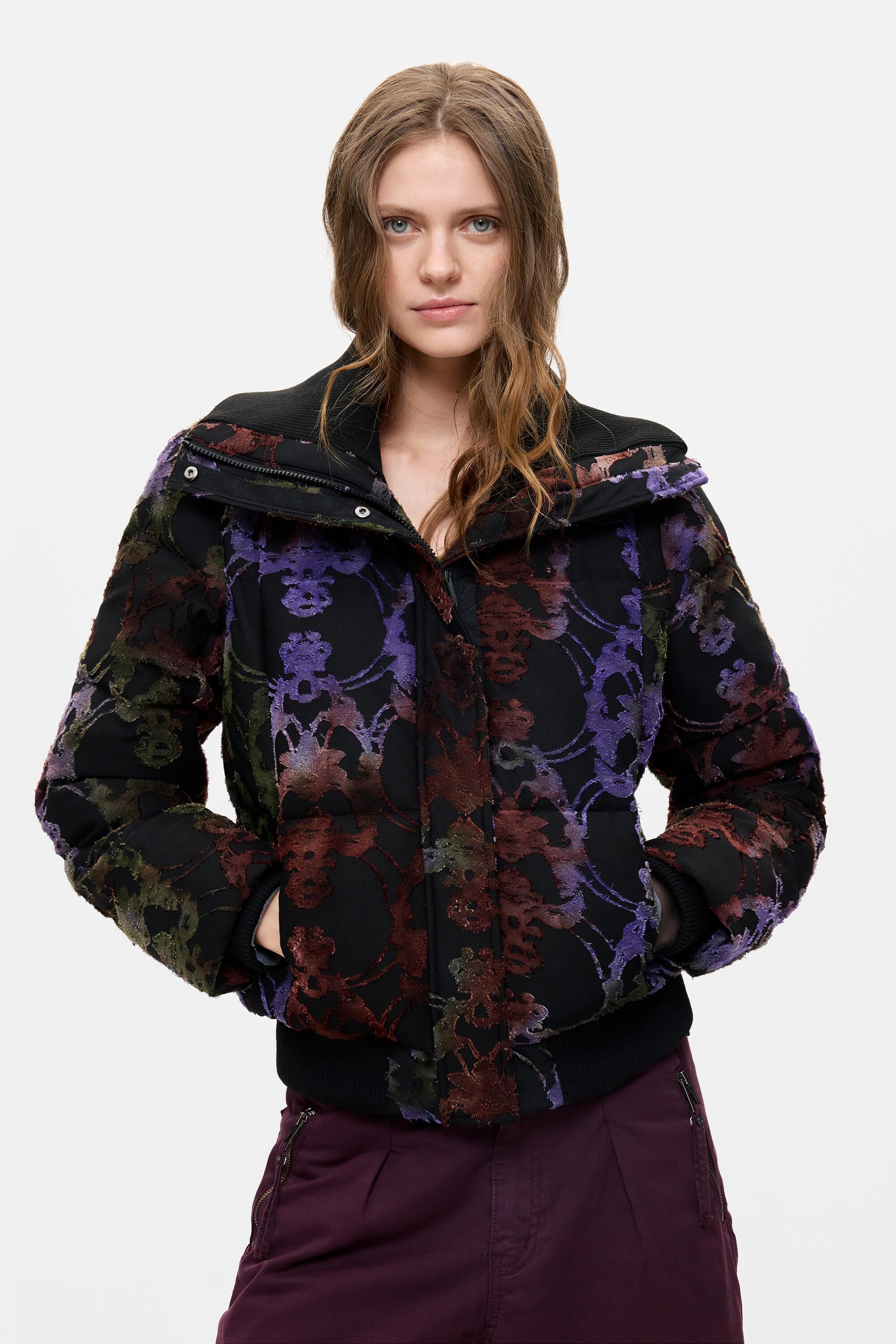 Manteau matelassé court floqué, DESIGUAL