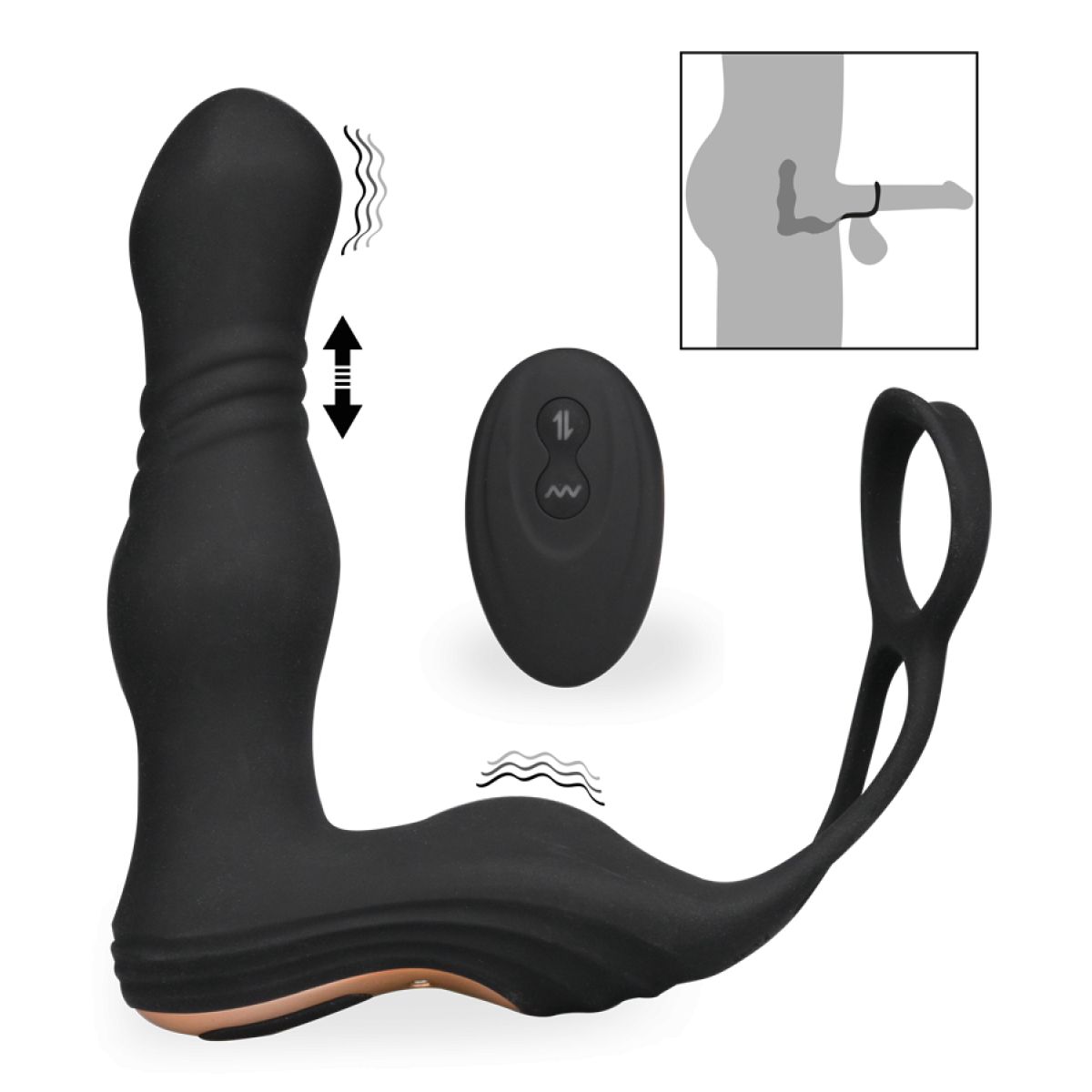 Vibromasseur vibro homme gode anal stimulateur de prostate vibrations et va- et-vient avec cockring trip noir Love And Vibes | La Redoute