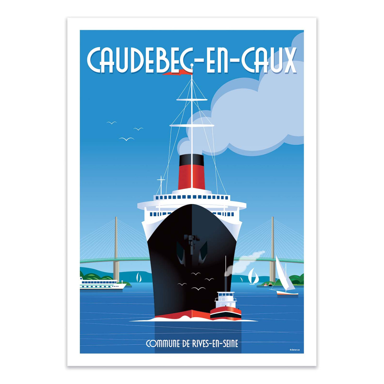 Affiche d'art - Caudebec en Caux - Raphael Delerue, WALL EDITIONS