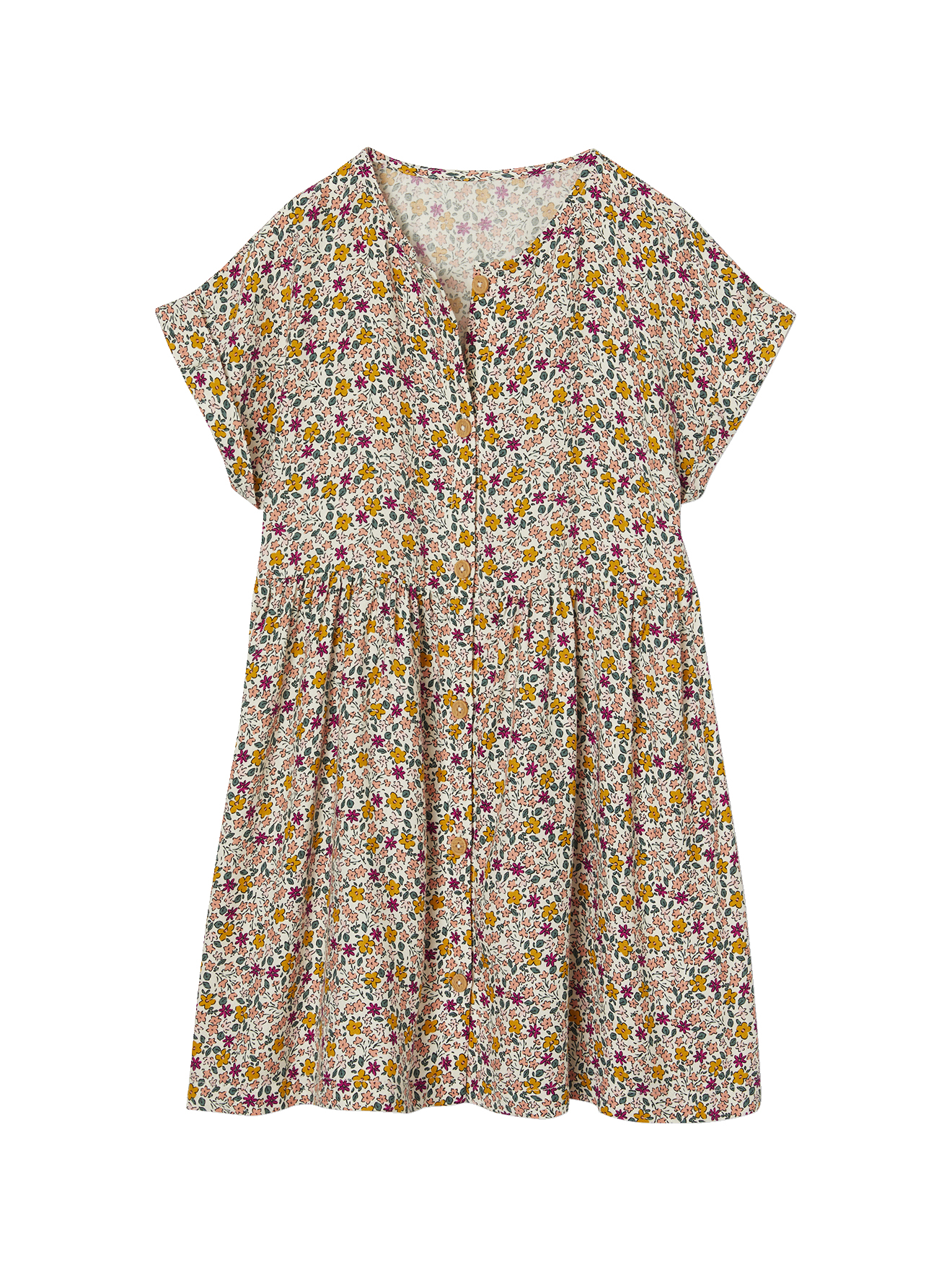 Robe à fleurs boutonnée, VERTBAUDET