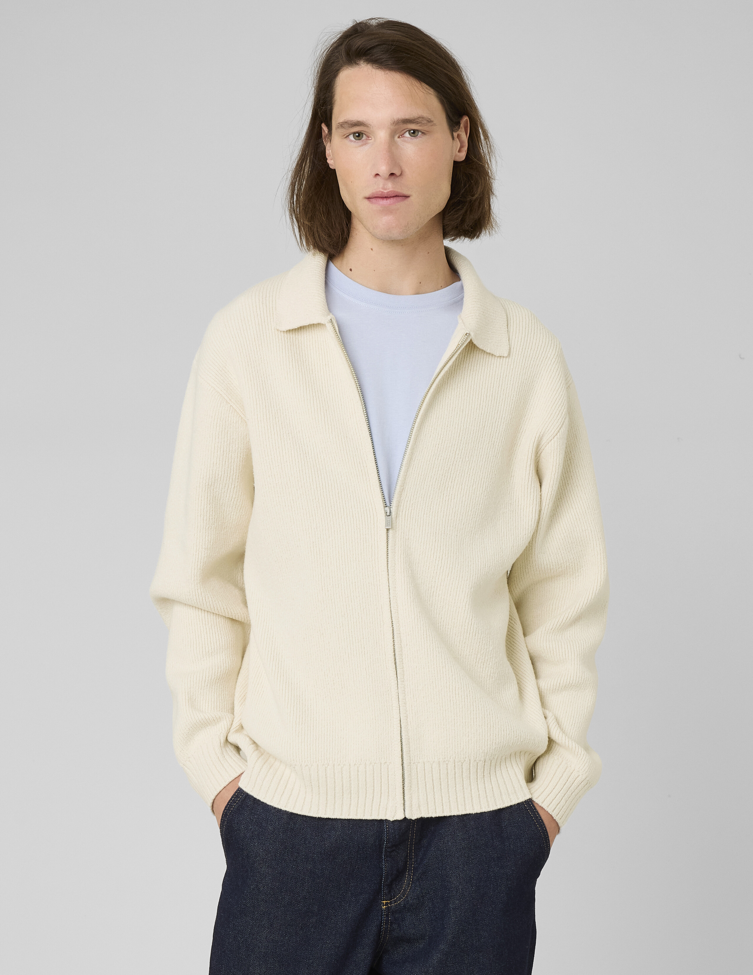 Cardigan zippé col polo, BZB