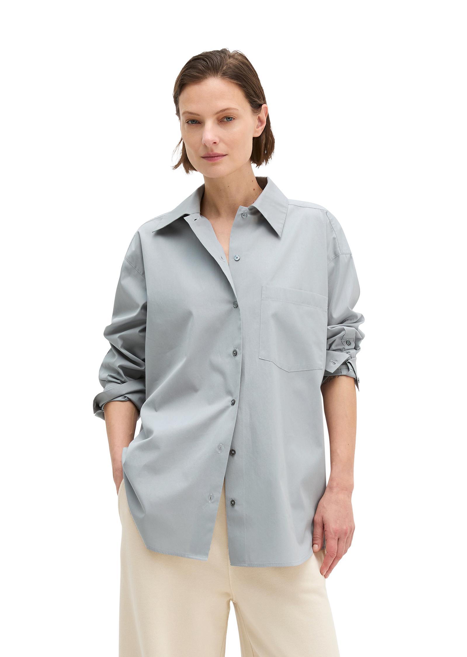 Blouse boyfriend relaxed en popeline de coton premium, MARC O'POLO